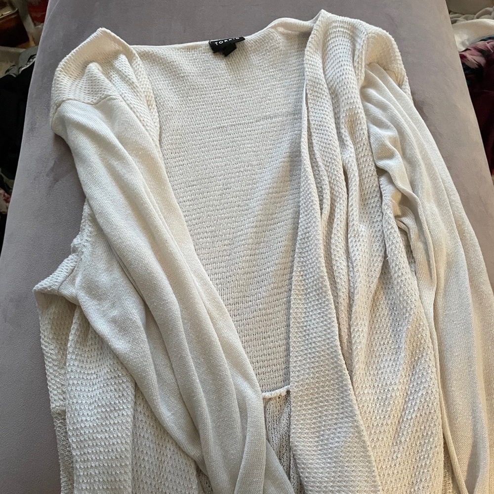 White textured cardigan